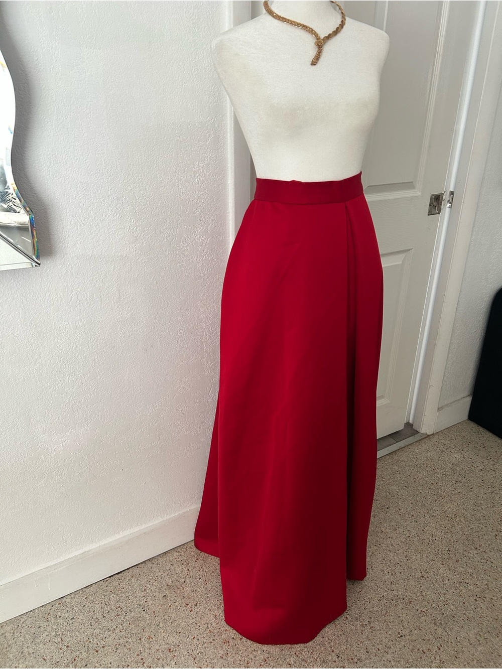 Oleg Cassini Red Satin Maxi Skirt
